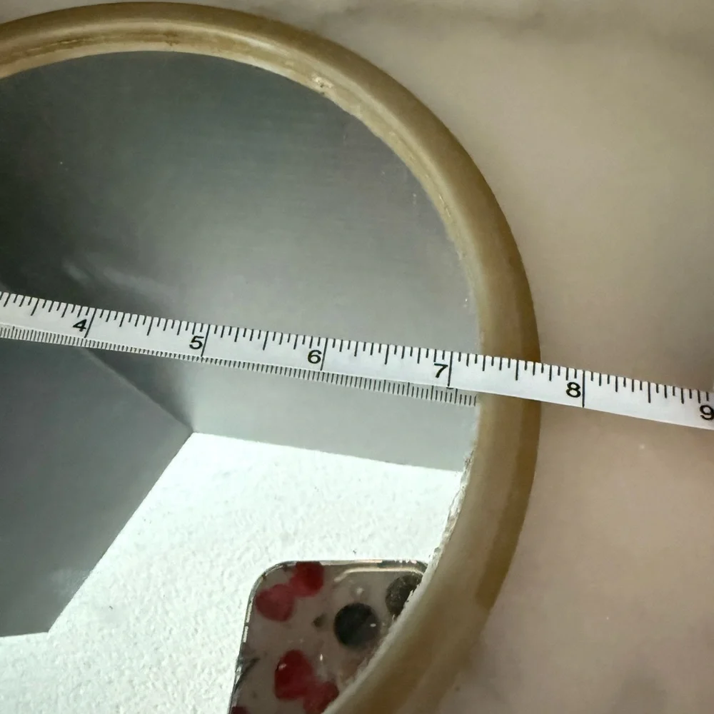 VINTAGE MCM Celluloid Hand Mirror Unbroken Large13